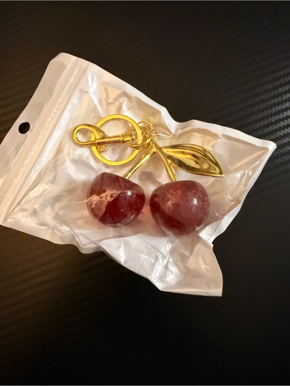 Gold Cherry Bag Charm